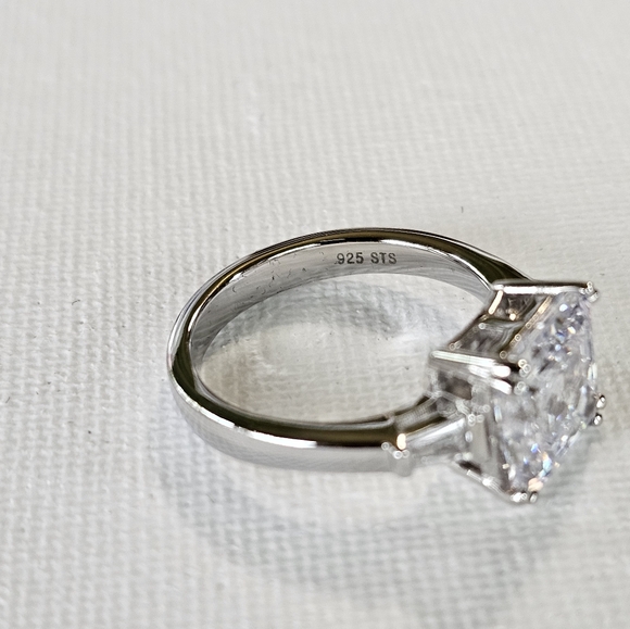 Assher Cut Lustro Stella Finest CZ Ring in Platinum over Sterling Silver Sz 9! - Picture 11 of 12